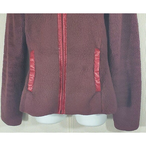 Patagonia Jacket Womens XS Deep Pile Fleece Full Zip Dark Red Maroon Sherpa - Picture 3 of 10